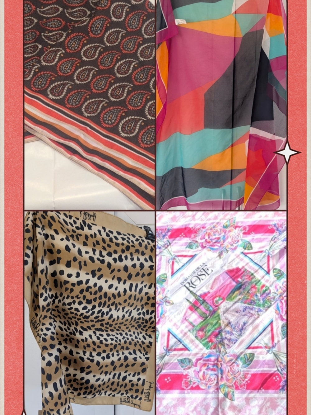 Colorful Geometric & Floral Multi-Print Scarves Set